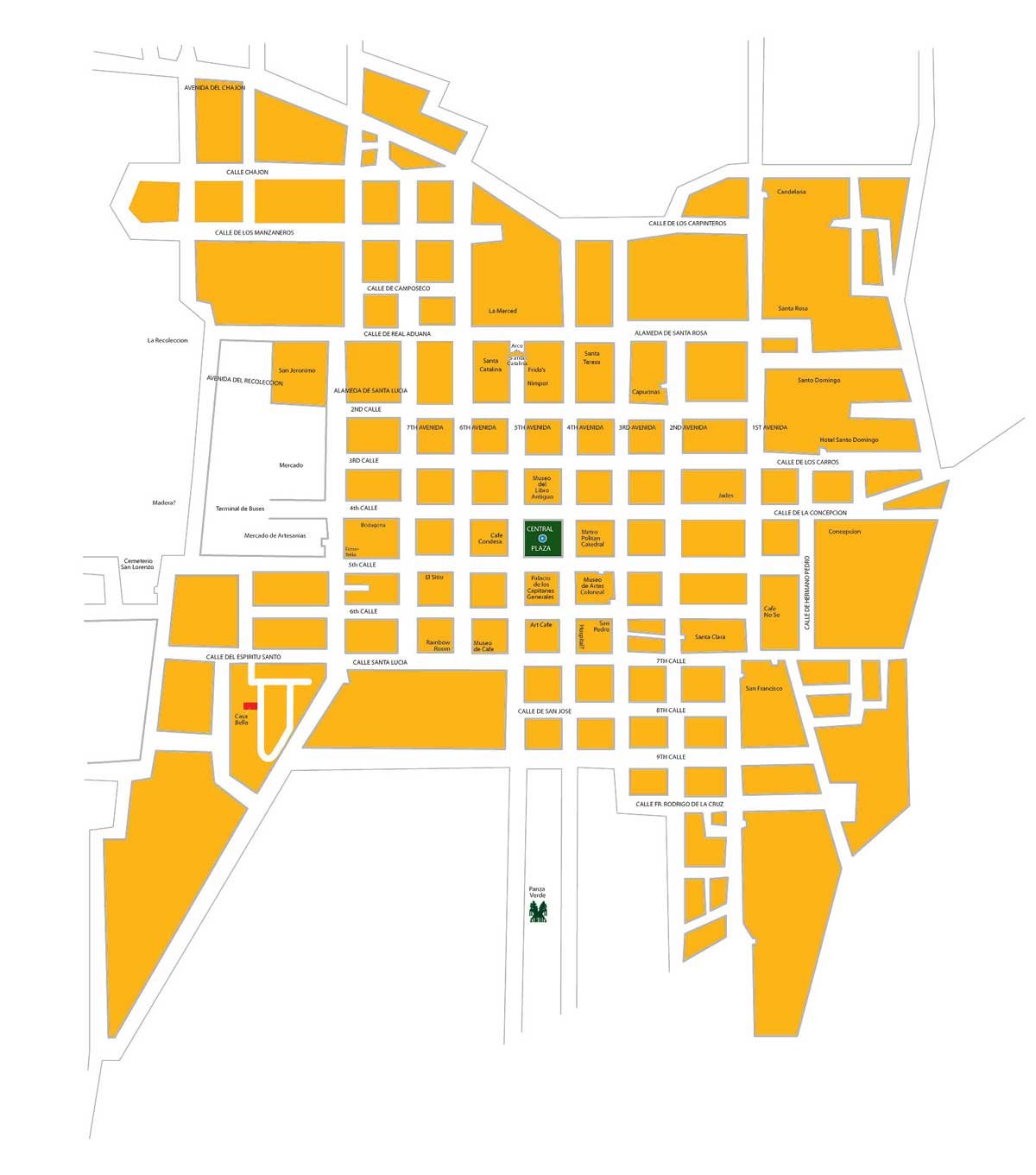 Abstract Map of Antigua, Guatemala