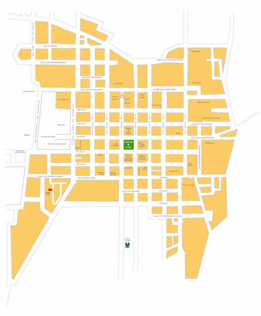 Map of Antigua, Guatemala